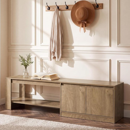 Wooden entryway shoe bench - wooden,