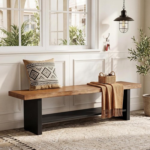 Solid wood bench with - wood,
