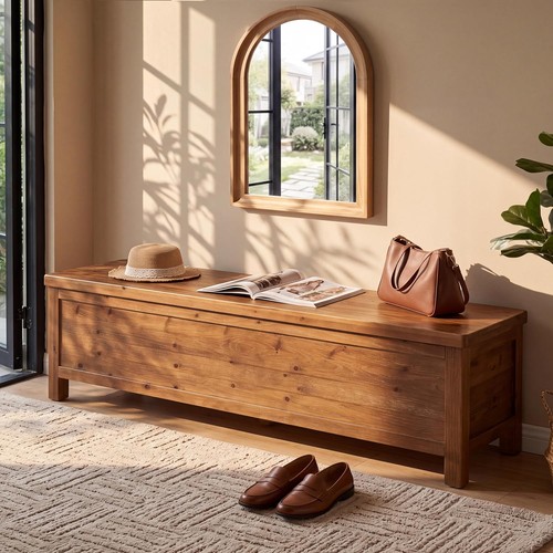 Solid wood storage bench - solid,